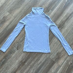 Lilac Cotton Ribbed Turtle-Neck Long Sleeve